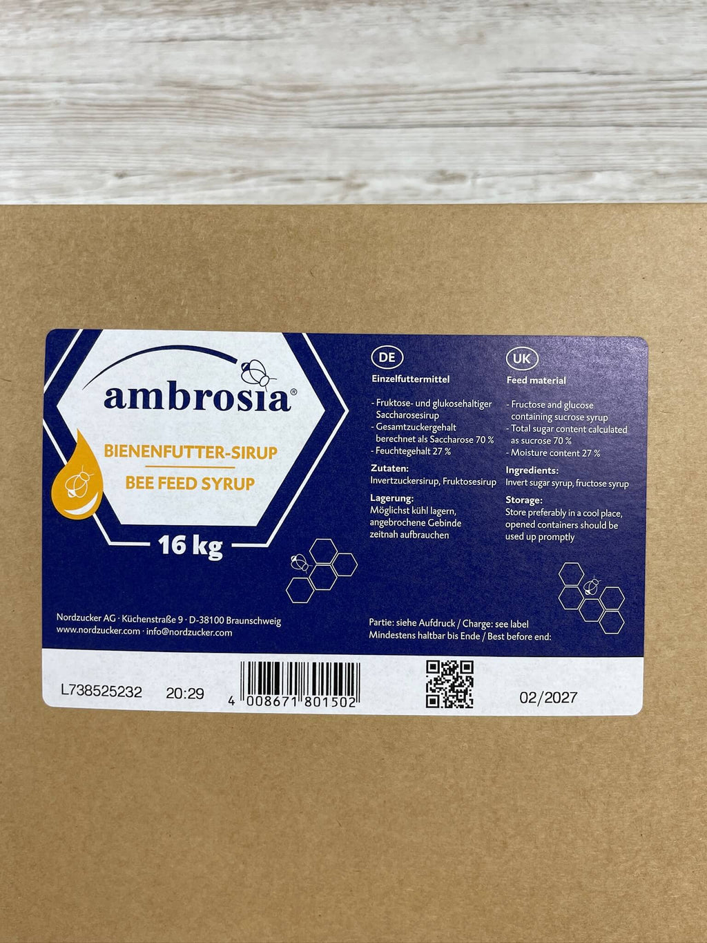 Ambrosia Futtersirup 16 kg | Bienenfutter Flüssig Cubitainer